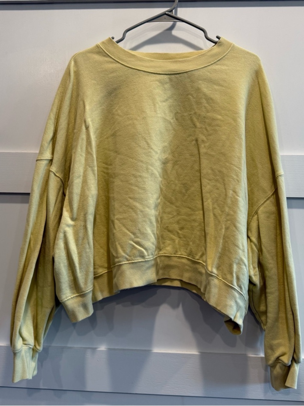 Pastel Yellow Cropped Crewneck Sweatshirt - Picture 2 of 7